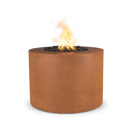 The Outdoor Plus 30 Round Beverly Fire Pit - Corten Steel - Match Lit - Liquid Propane OPT-30RRCS-LP